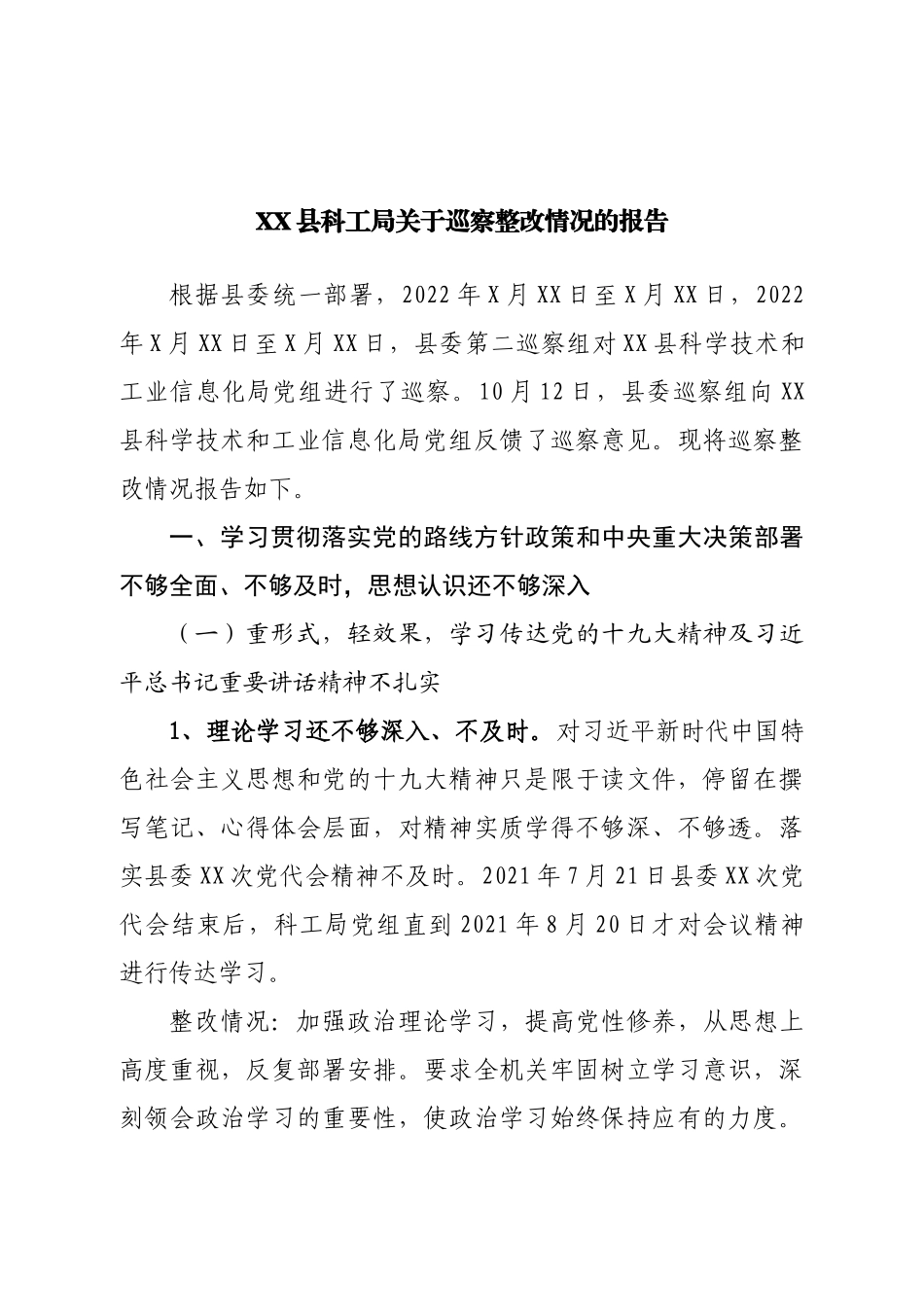 巡察整改情况的报告.doc_第1页