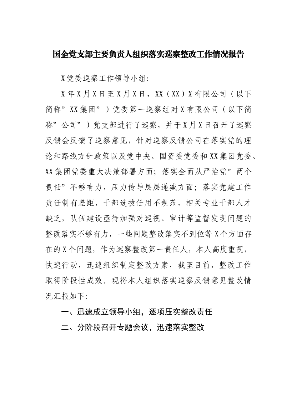 国企公司落实巡察整改工作情况报告.docx_第1页