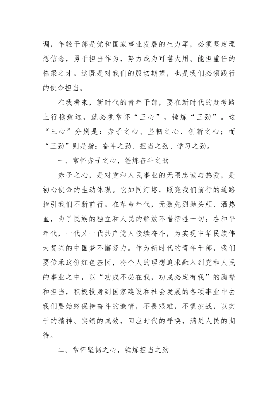 在青年干部座谈会上的交流发言：以“三心”铸魂，以“三劲”砺行，共绘青春奋斗蓝图.docx_第2页