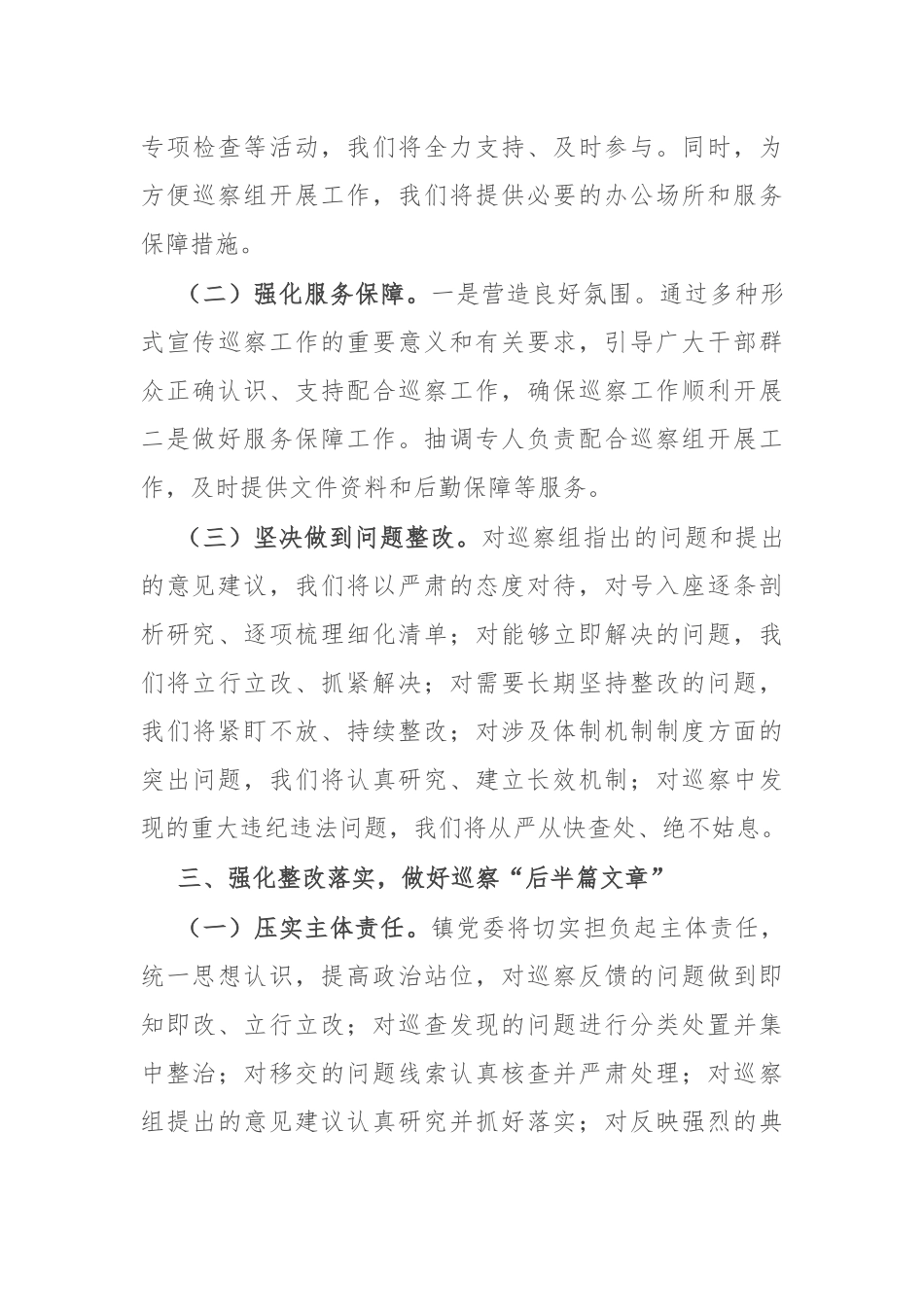 镇党委书记在2024年巡察工作反馈会上的发言.docx_第3页