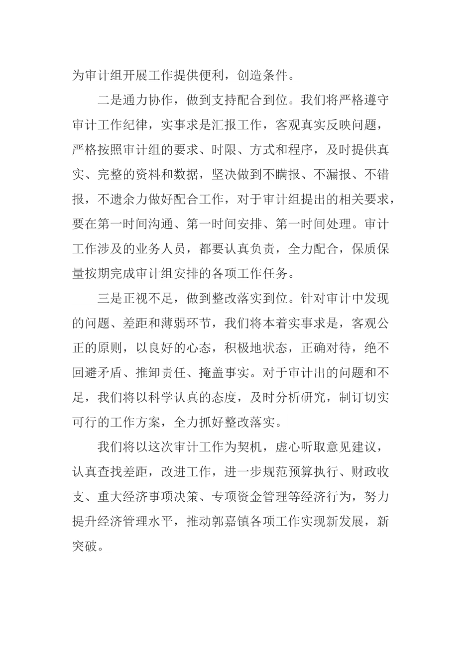 镇长在经济责任审计组进驻工作会议上的表态发言.docx_第2页