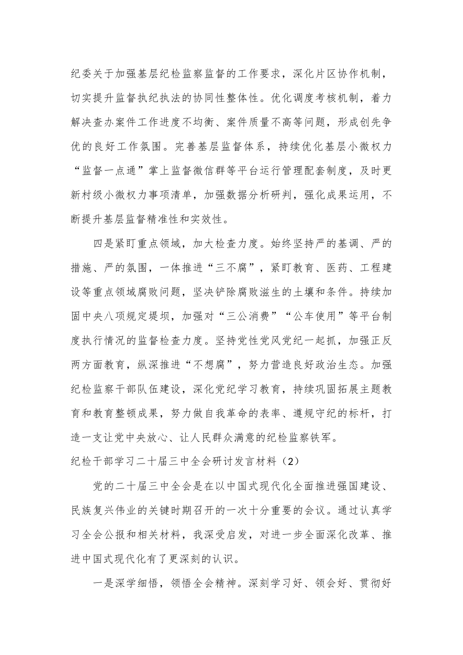 （10篇）纪检干部学习二十届三中全会研讨发言材料.docx_第3页