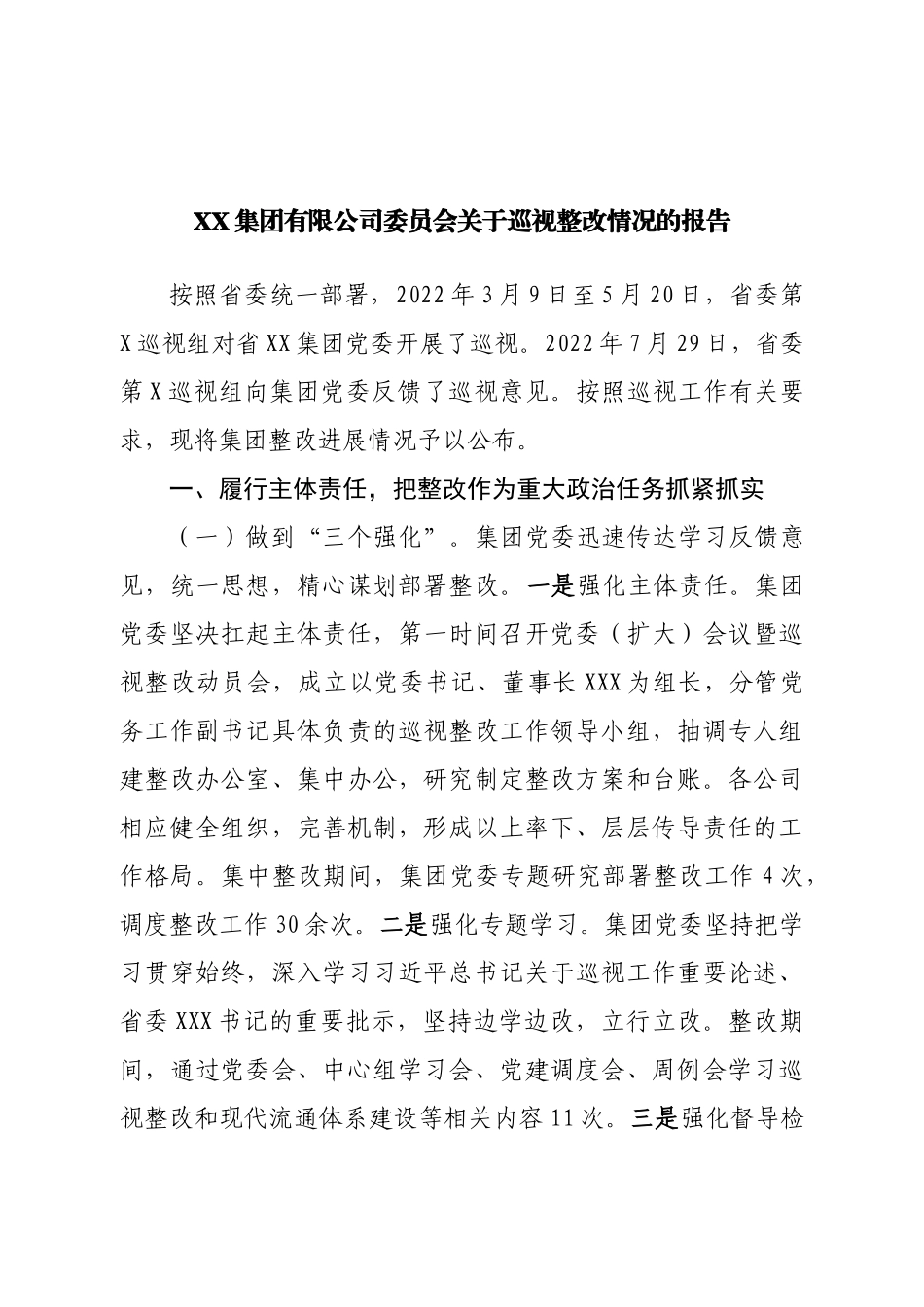 公司巡视整改情况的报告.doc_第1页