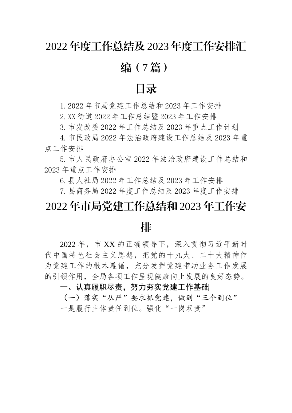 2022年度工作总结及2023年度工作安排汇编（7篇）.docx_第1页