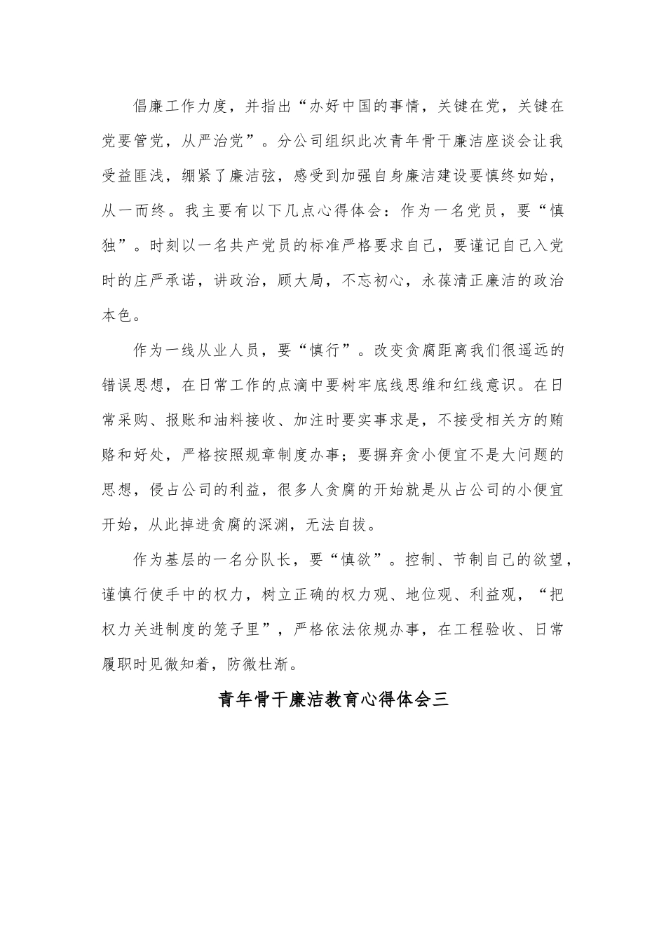 （6篇）青年骨干廉洁教育心得体会精选.docx_第3页