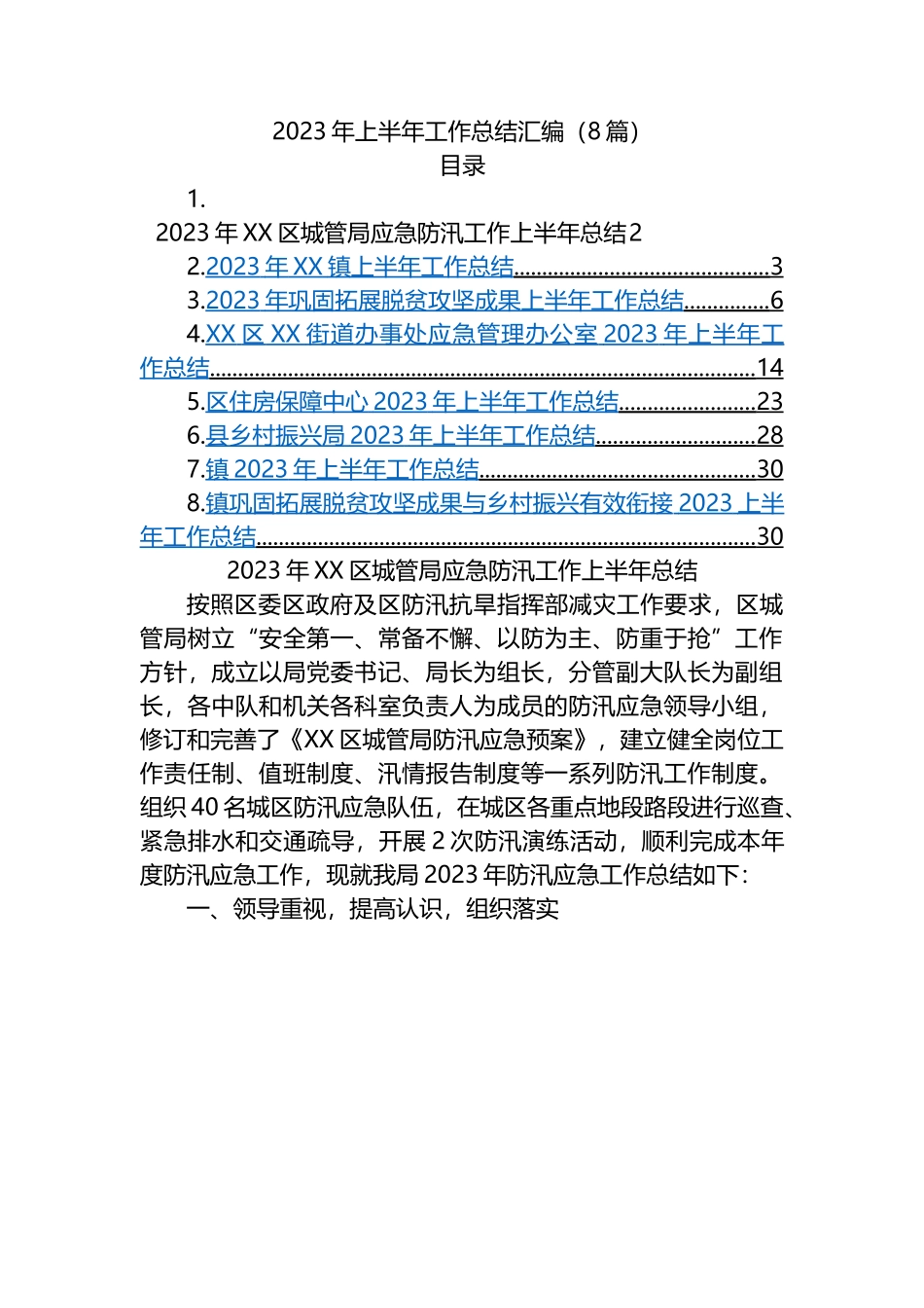 2023年上半年工作总结汇编（8篇）.docx_第1页