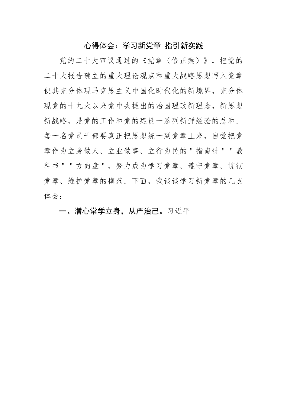 心得体会：学习新党章 指引新实践.docx_第1页