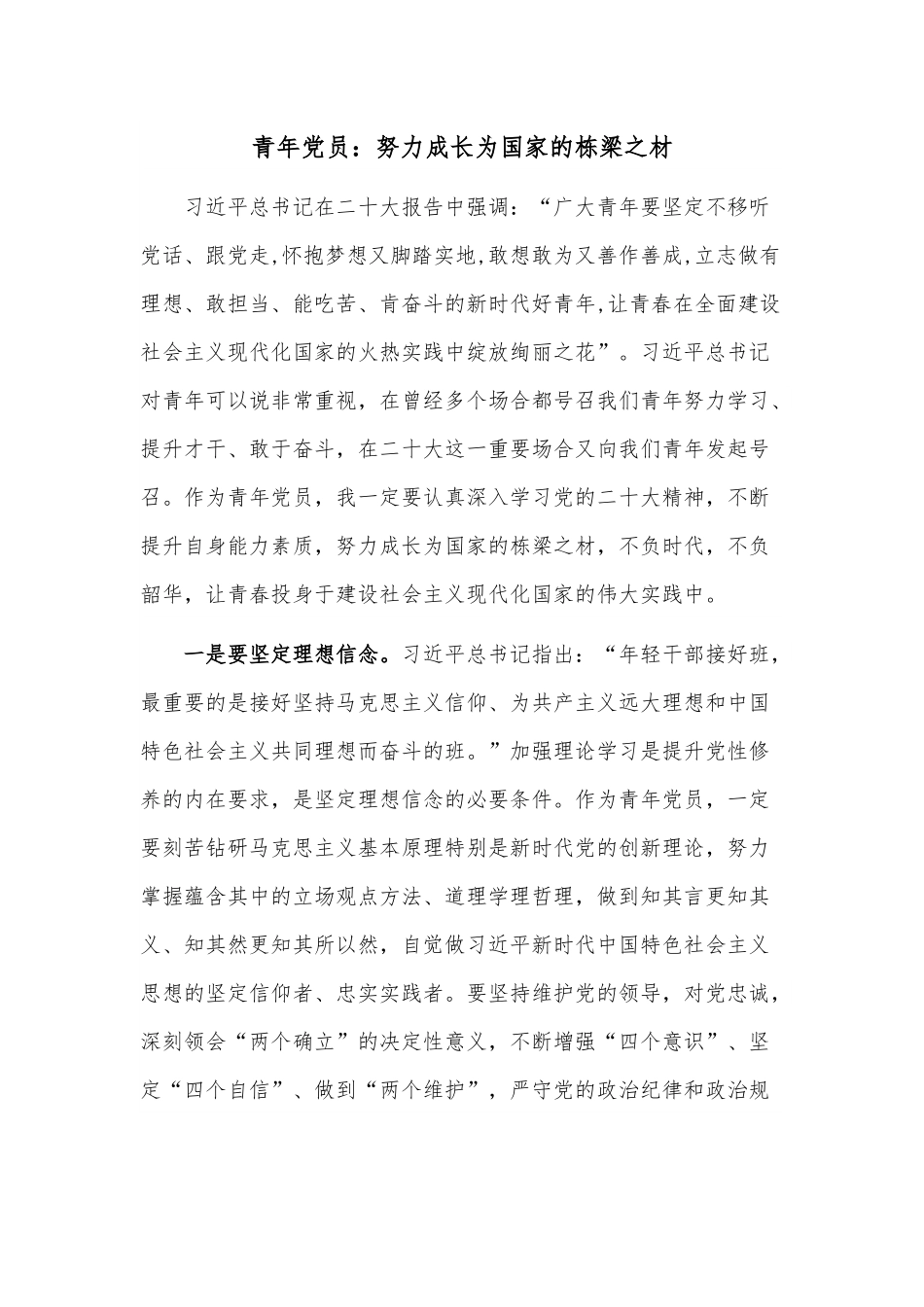 青年党员：努力成长为国家的栋梁之材.docx_第1页