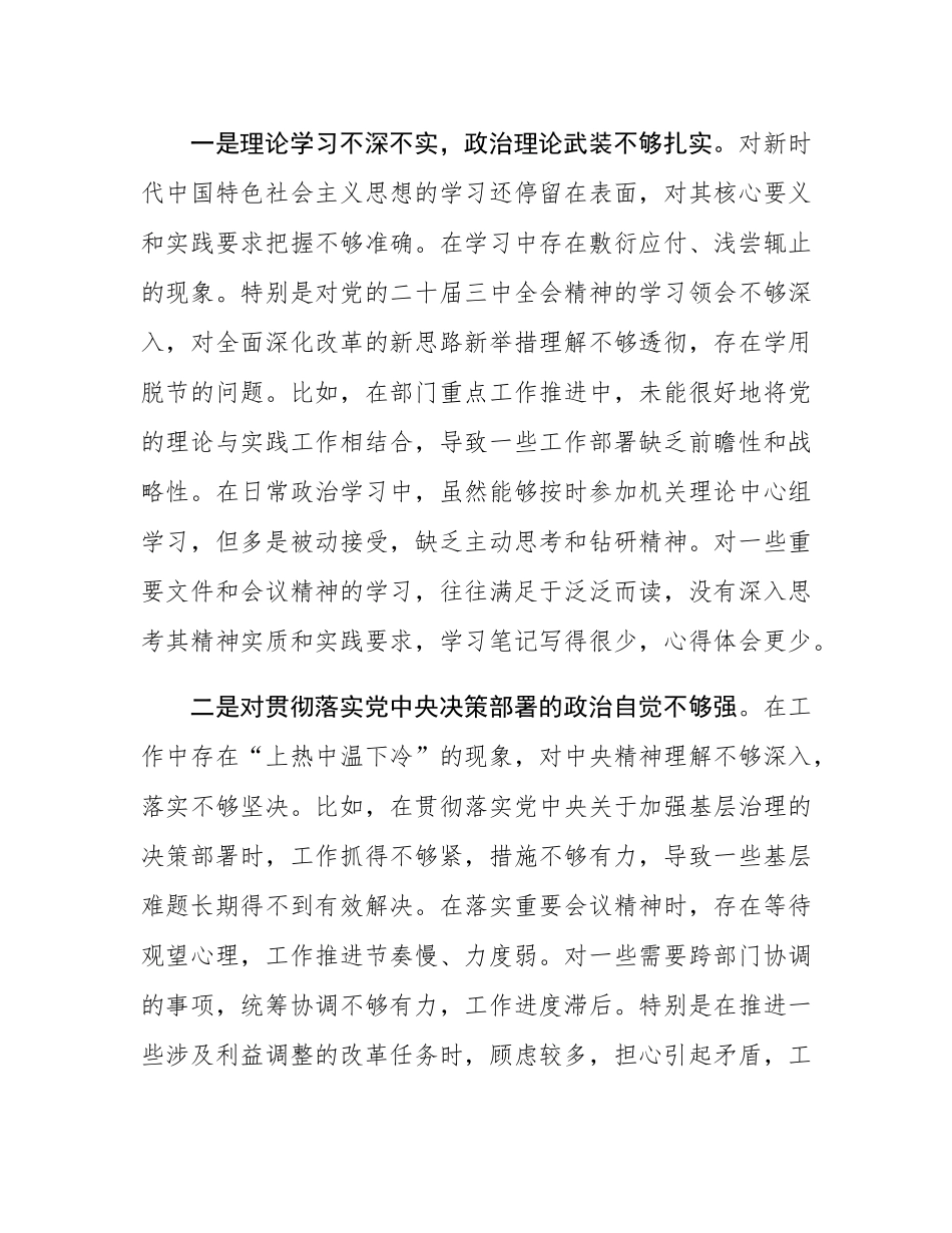 市直部门副处级干部2024年民主SH会个人发言提纲（四个带头）.docx_第2页