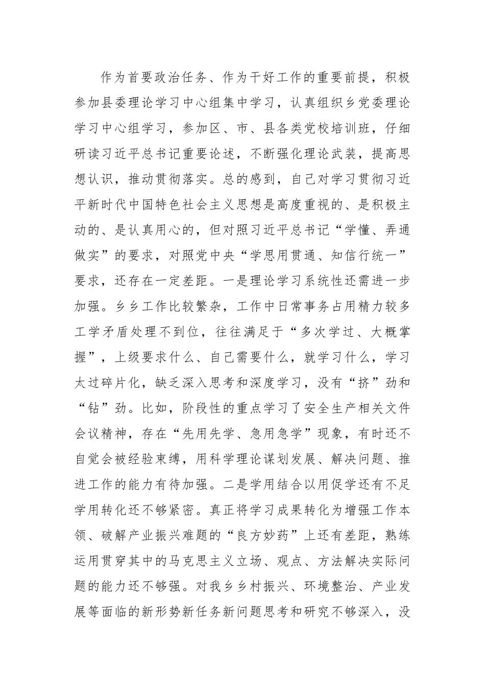 乡镇党委书记主题教育专题民主生活会资料（七个方面、政绩观、反面典型案例剖析）.docx_第2页