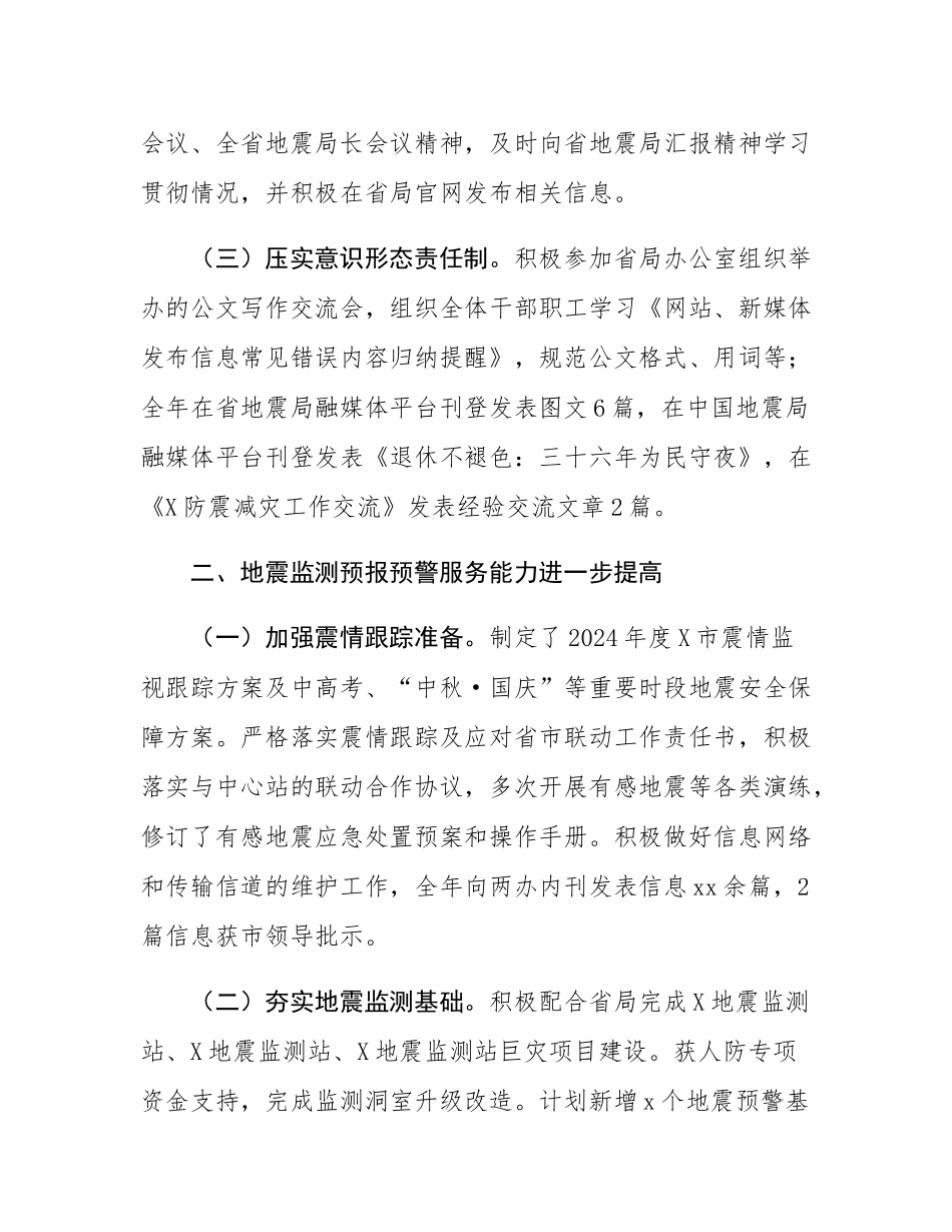 关于2024年度市防震减灾工作总结的报告.docx_第2页